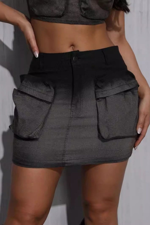 Casual Gradient Patchwork Skinny Low Waist Conventional Patchwork Skirts