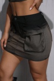 Casual Gradient Patchwork Skinny Low Waist Conventional Patchwork Skirts