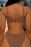 Sexy Solid Hollowed Out Frenulum Backless Swimwears (With Paddings)