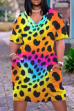 Casual Solid Basic V Neck Short Sleeve Short Sleeve Dress