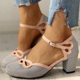 Casual Hollowed Out Patchwork Contrast Round Out Door Shoes (Heel Height 2.36in)