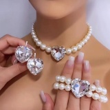 Daily Heart Shaped Pearl Necklaces Three Piece Set (Without Bracelet)