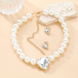 Daily Heart Shaped Pearl Necklaces Three Piece Set (Without Bracelet)