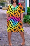 Casual Solid Basic V Neck Short Sleeve Short Sleeve Dress