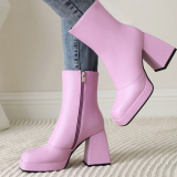 Casual Daily Patchwork Solid Color Square Out Door Shoes (Heel Height 3.66in)