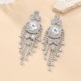 Daily Party Patchwork Tassel Rhinestone Earrings