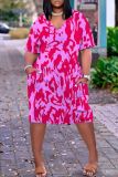 Casual Solid Basic V Neck Short Sleeve Short Sleeve Dress