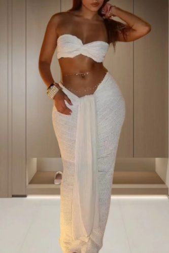 Sexy Solid Backless Strapless Sleeveless Two Pieces