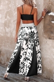 Casual Print Vests Pants Spaghetti Strap Sleeveless Two Pieces