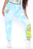 Casual Letter Print Tie-dye Regular Mid Waist Conventional Positioning Print Bottoms