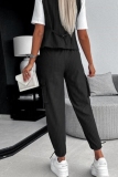 Casual Striped Buttons V Neck Sleeveless Two Pieces