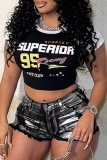 Casual Print Patchwork O Neck T-Shirts