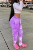 Casual Letter Print Tie-dye Regular Mid Waist Conventional Positioning Print Bottoms