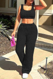 Casual Solid Cardigan Pants U Neck Sleeveless Two Pieces