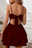 Sexy Casual Solid Backless With Bow Spaghetti Strap A Line Dresses