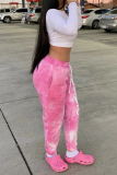 Casual Letter Print Tie-dye Regular Mid Waist Conventional Positioning Print Bottoms