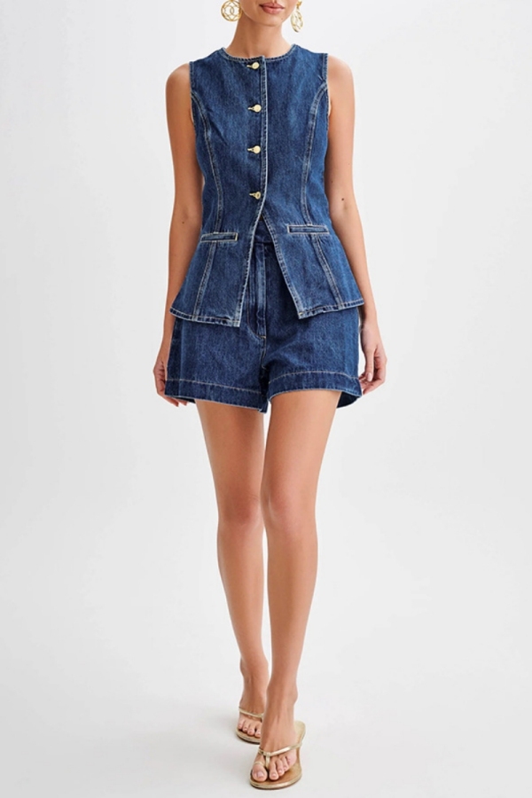 Denim short sleeve topper piece with beading details 2x >>>