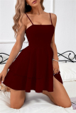 Sexy Casual Solid Backless With Bow Spaghetti Strap A Line Dresses