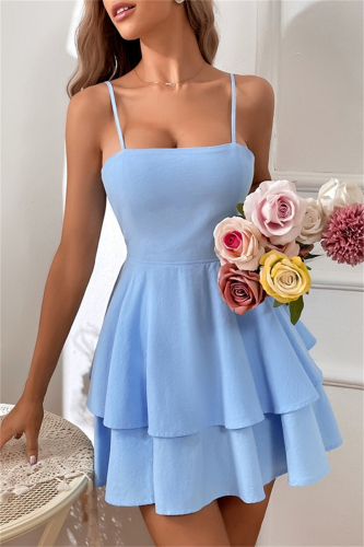 Sexy Casual Solid Backless With Bow Spaghetti Strap A Line Dresses