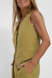 Casual Solid Buttons V Neck Sleeveless Two Pieces