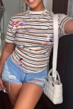 Casual Print Basic O Neck T-Shirts