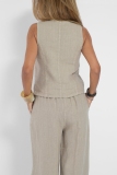 Casual Solid Buttons V Neck Sleeveless Two Pieces