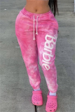 Casual Letter Print Tie-dye Regular Mid Waist Conventional Positioning Print Bottoms