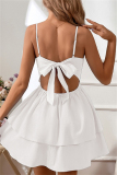 Sexy Casual Solid Backless With Bow Spaghetti Strap A Line Dresses