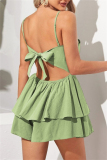 Sexy Casual Solid Backless With Bow Spaghetti Strap A Line Dresses