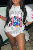 Casual Print Basic O Neck T-Shirts