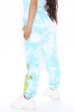 Casual Letter Print Tie-dye Regular Mid Waist Conventional Positioning Print Bottoms