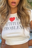 Casual Letter Print Basic O Neck T-Shirts
