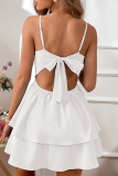 Sexy Casual Solid Backless With Bow Spaghetti Strap A Line Dresses