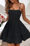 Sexy Casual Solid Backless With Bow Spaghetti Strap A Line Dresses