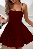 Sexy Casual Solid Backless With Bow Spaghetti Strap A Line Dresses