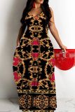 Geometric Print Sleeveless Backless Vacation Daily Cami Maxi Dress