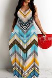 Geometric Print Sleeveless Backless Vacation Daily Cami Maxi Dress