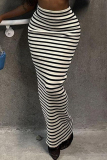 Casual Striped Patchwork Regular Mid Waist Full Print Bottoms