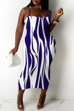 Sexy Casual Print Backless Spaghetti Strap Sleeveless Dresses