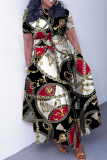 Casual Print Patchwork O Neck Short Sleeve Dresses