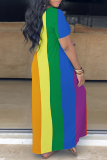 Casual Print Basic V Neck Long Plus Size Dresses