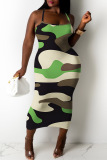 Sexy Casual Print Backless Spaghetti Strap Sleeveless Dresses