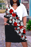 Casual Print Basic V Neck Short Sleeve Short Sleeve Dress