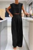 Casual Solid Basic O Neck Sleeveless Two Pieces (Subject To The Actual Object )