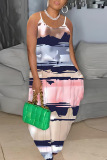 Sexy Casual Print Backless Spaghetti Strap Long Dresses