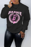 Casual Print Letter O Neck Tops
