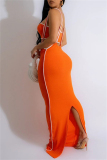 Sexy Casual Solid Patchwork Backless Spaghetti Strap Sleeveless Two Pieces