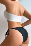 Sexy Patchwork Flowers Bandage Backless Swimwears (With Paddings)