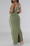 Sexy Casual Solid Patchwork Backless Spaghetti Strap Sleeveless Two Pieces