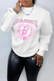 Casual Print Letter O Neck Tops
